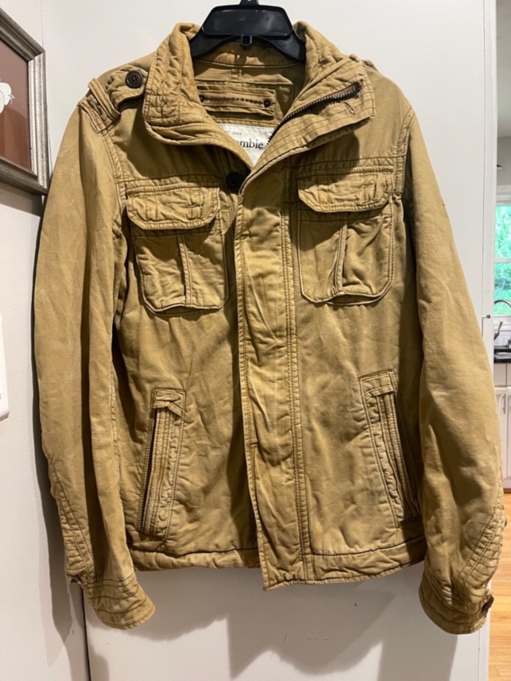 Vtg Y2K Abercrombie & Fitch Jacket Mens S Sentinel Cargo Field Military Patch